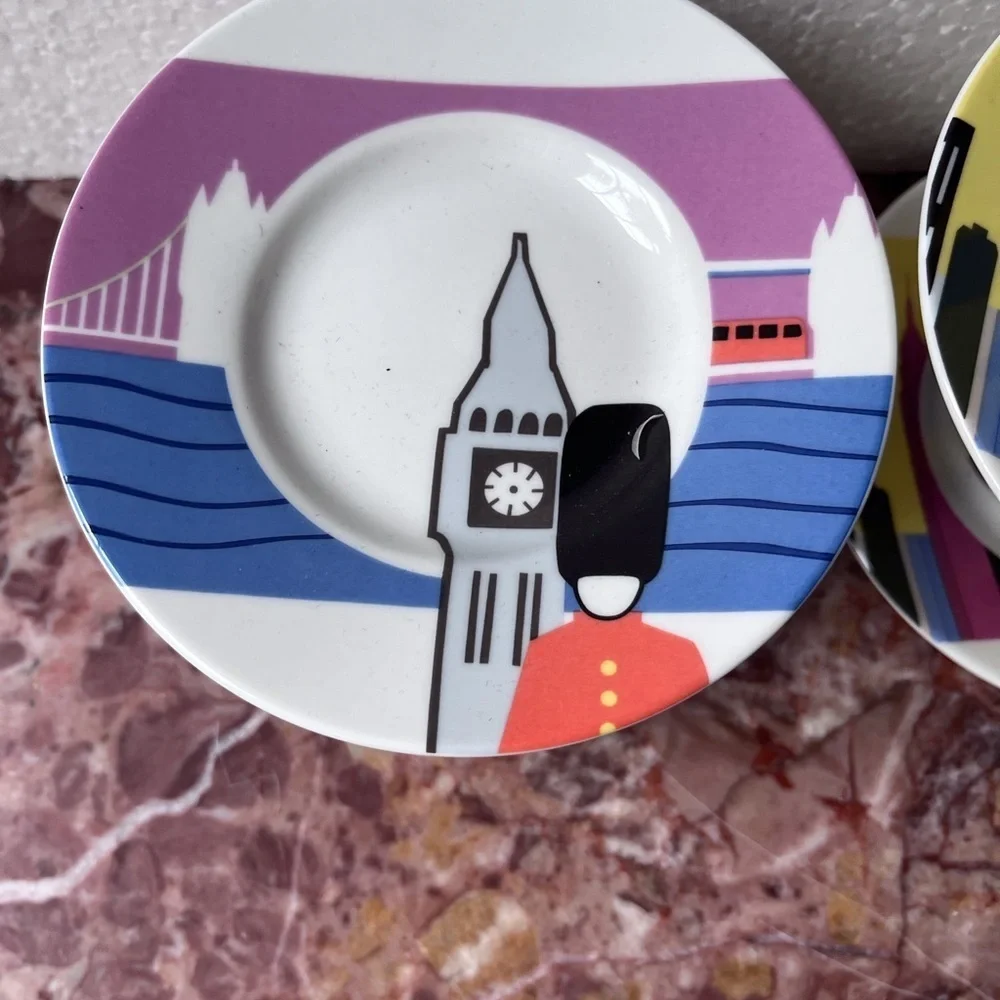 Studio Nova Around the World Cups with Saucers Set of 6 Espresso Coffee 4 oz